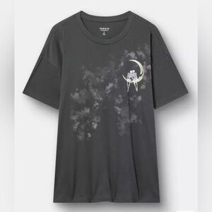 Torrid Oversized Heritage Jersey Tunic Tee Skeleton Couple Moon Stars Black